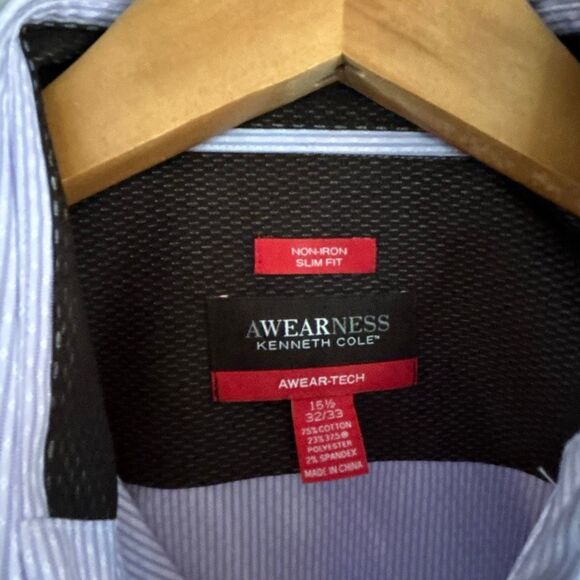 NWT Kenneth Cole awarness men's Button down shirt lavender purple size 15 1/2 32 - Picture 3 of 5